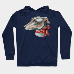 Greyhound Dog with Red Bow Hoodie